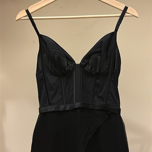 New Nina Ricci silk runway corset bustier slit mesh semisheer maxi dress gown - Picture 11 of 16